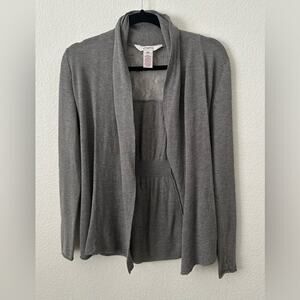 Candie’s XS Gray Open Front Women's Sweater With Lace Detail On The Back